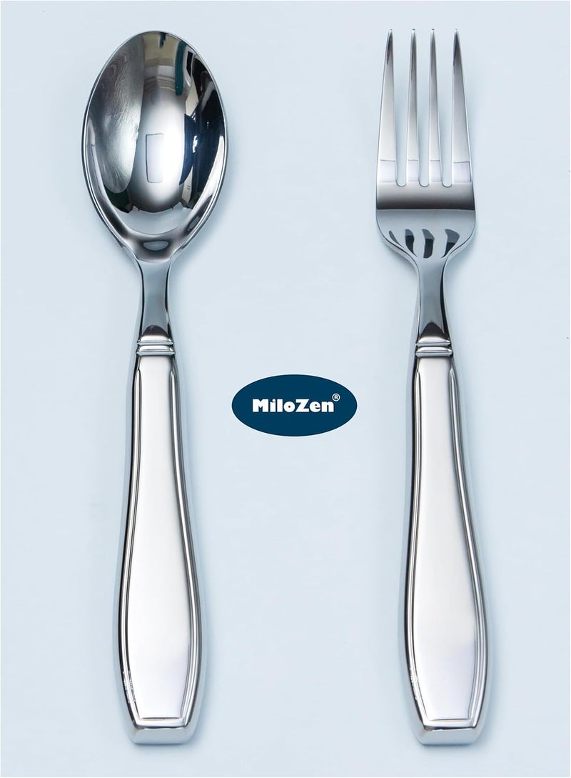 MiloZen Weighted Utensils for Hand Tremors, Adaptive flatware Stainless Steel Spoon and Fork Set for Elderly, Arthritis, Parkinson’s, Pack of 2 - Image 5